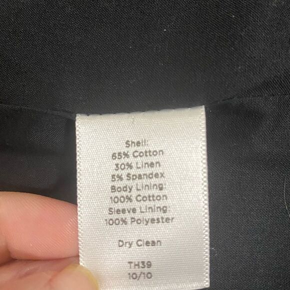 Talbots SZ 8 Equestrian Black Linen Cotton Blend Blazer Unique Double Pockets - Picture 8 of 10